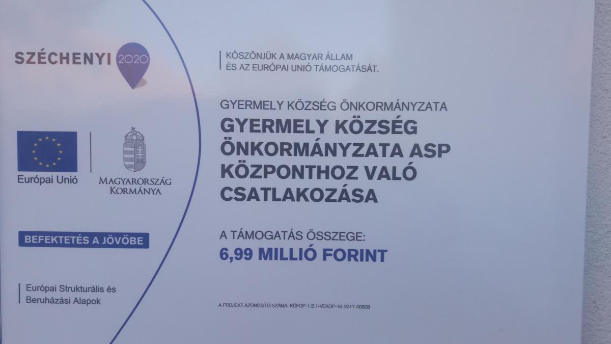 Gyermely Község Önkormányzata ASP központhoz való csatlakoztatása
